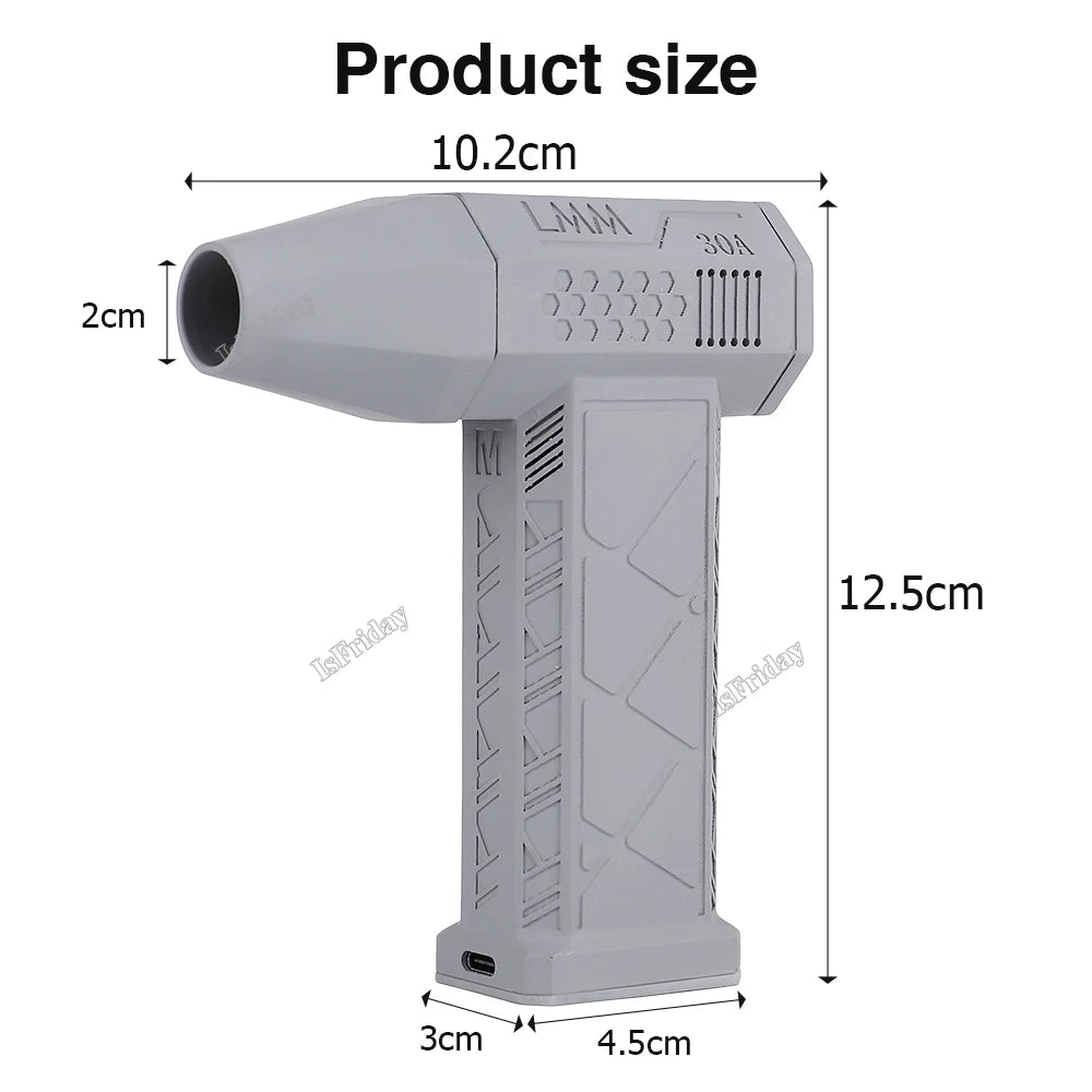 Mini Turbo Jet Fan 130000RPM 52M/S USB Rechargeable Brushless Motor Hair Dryer Powerful Blower with High Speed Duct Fan 2 Colors