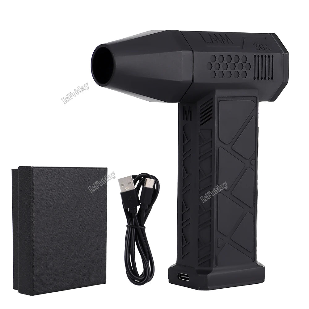 Mini Turbo Jet Fan 130000RPM 52M/S USB Rechargeable Brushless Motor Hair Dryer Powerful Blower with High Speed Duct Fan 2 Colors