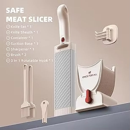 ONCE for All Meat Slicer and Cleaver Kitchen Knife Set for Meat Slicing and Shredding, Manual Fresh Meat Cutter, Slicer for Beef